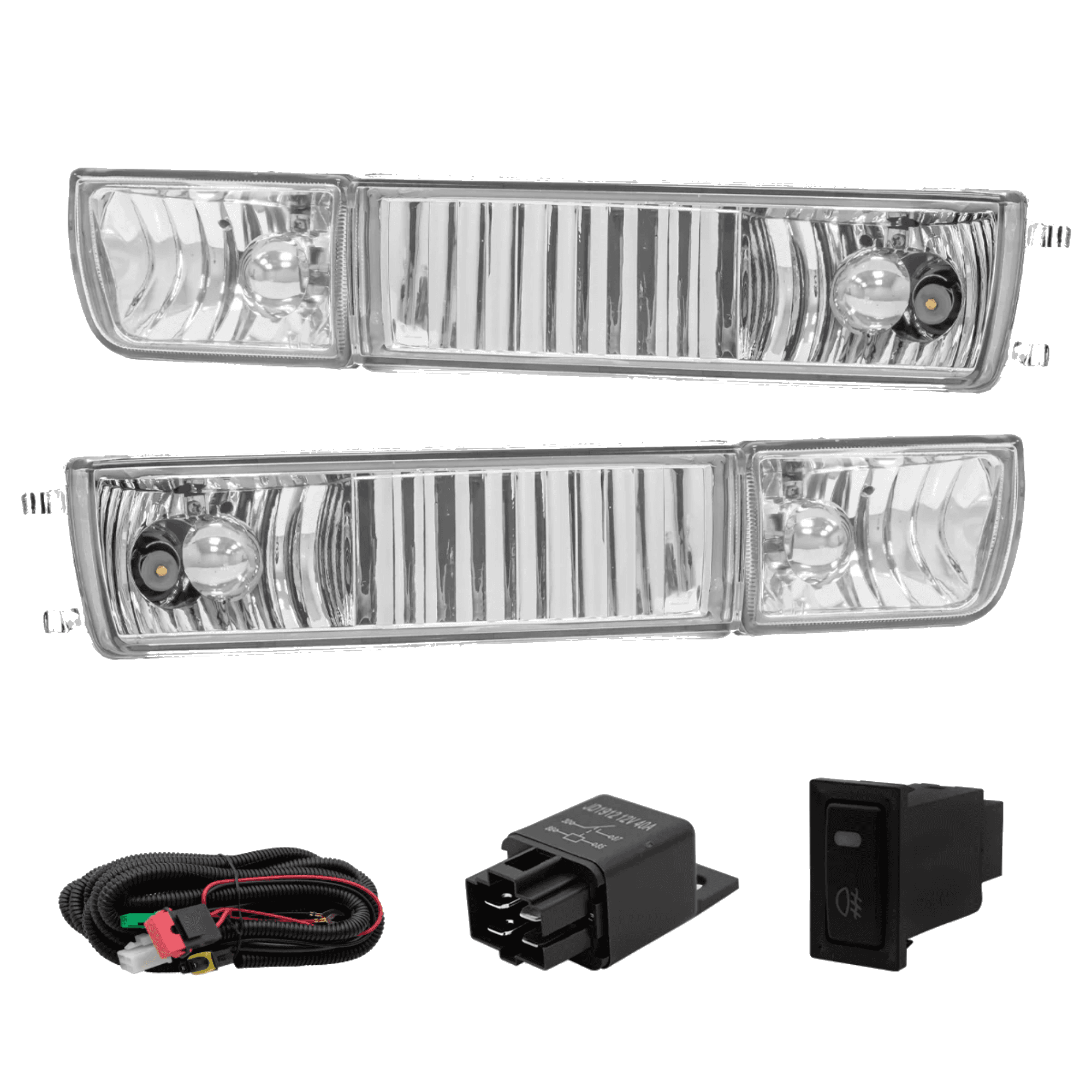 Kit faros niebla cromo + cuartos Volkswagen Golf/Jetta 1993-1999 con arnes switch Universal y focos