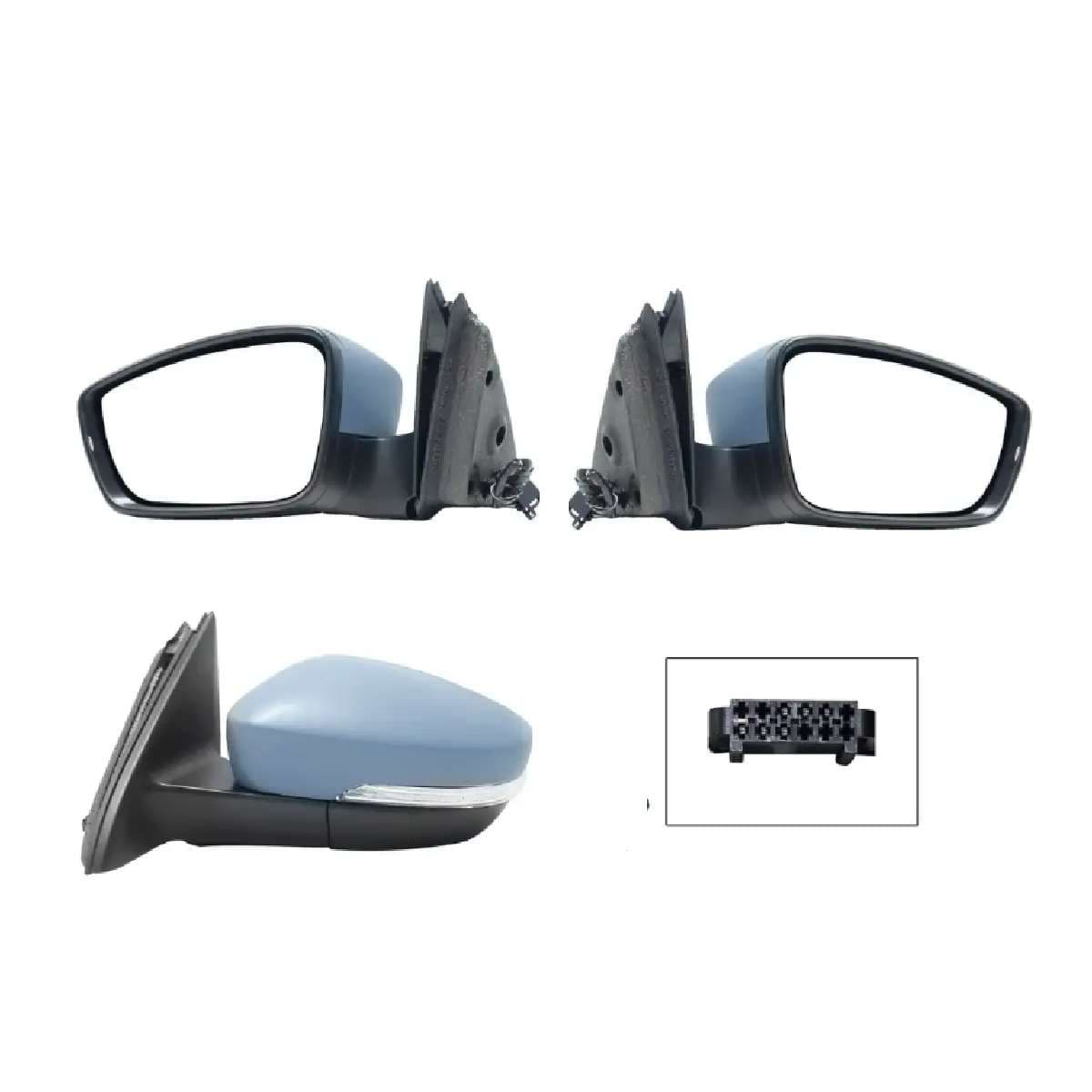 Par Espejos Eléctrico Volkswagen Jetta A7 2019-2026 Negro Con Luz Direccional Con Desempañante Con Memoria Con Detector Punto CiegoPara Pintar 10+2 Pines