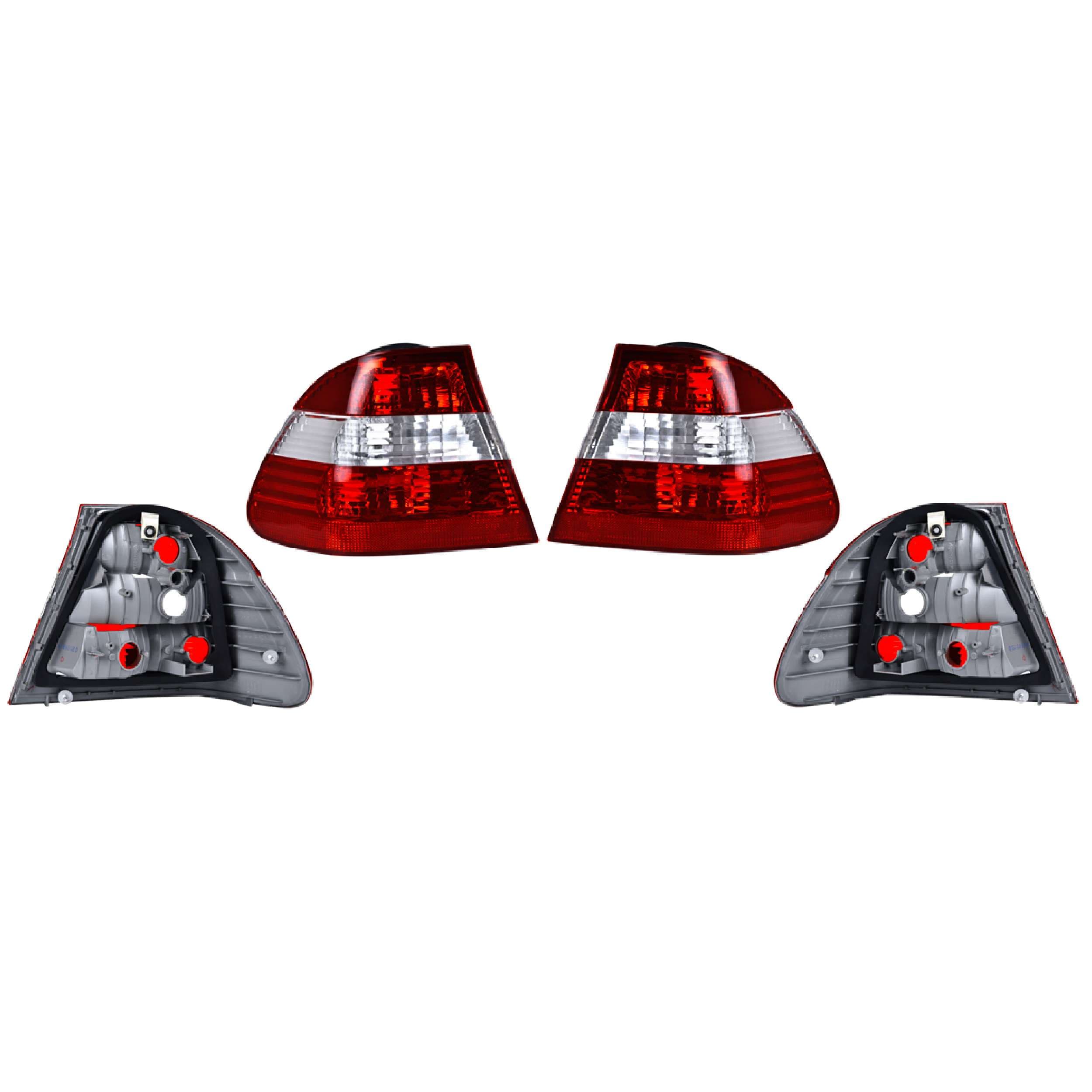 Par Calaveras Exteriores Blanco/Rojo Bmw Serie 3 Sedan 2002-2005 Depo