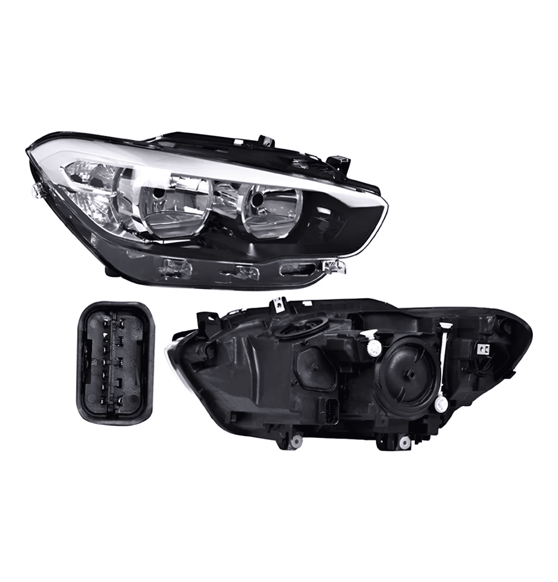 Faro Derecho Bmw Serie 1 2016-2017 Electrico Con Motor Fondo Negro Leds Sin Foco Depo