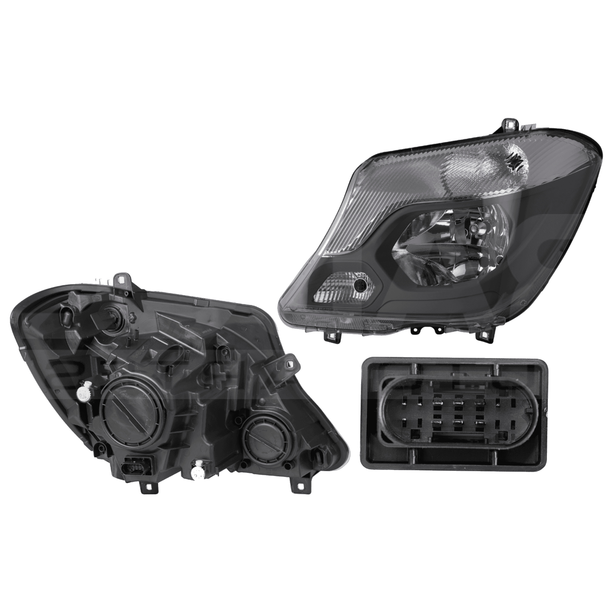 Faro Izquierdo Mercedes Benz Sprinter 2014-2017 Electrico Con Motor Fondo Negro Sin Foco Depo