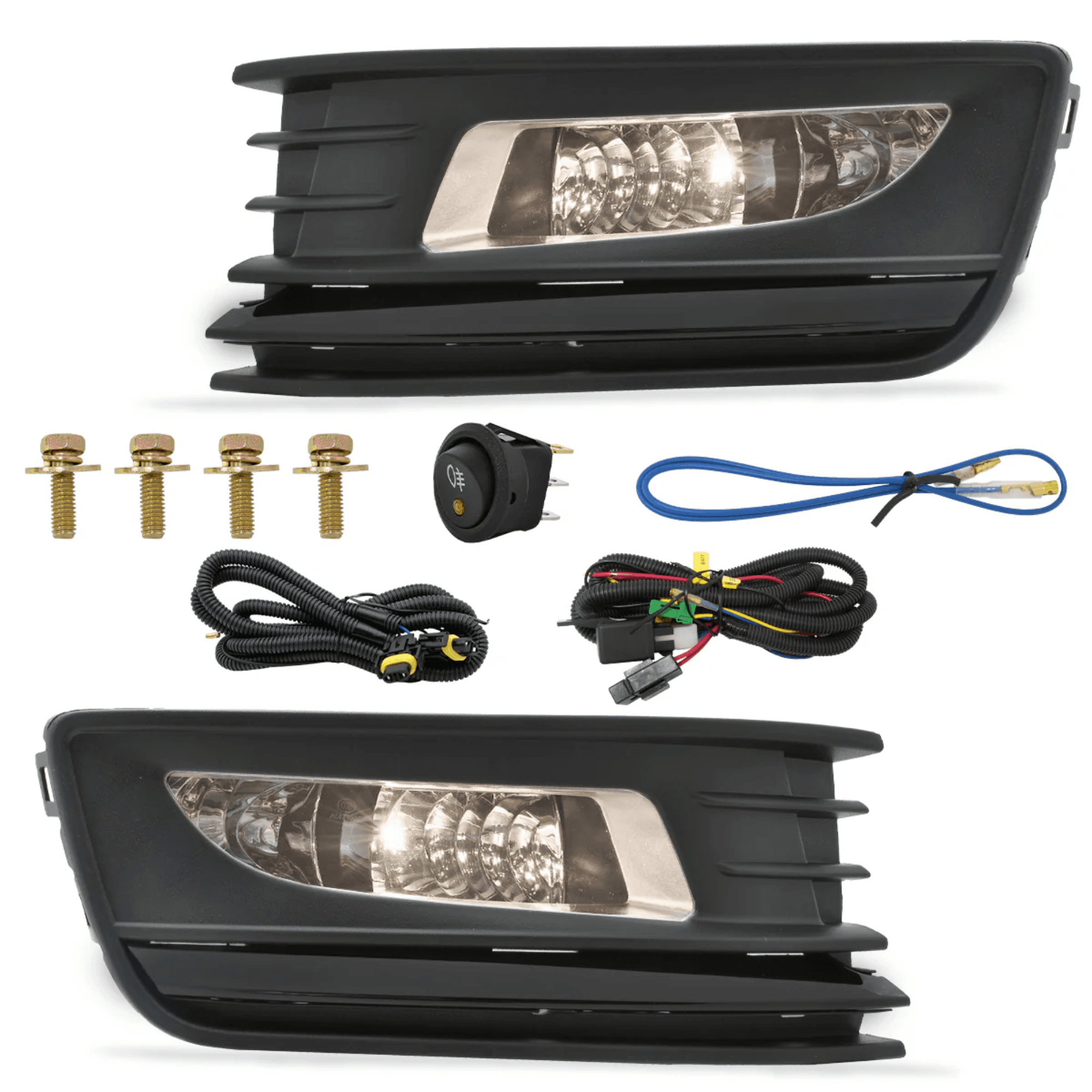 Kit faros niebla Volkswagen Vento 2016-2019 faro cromo moldura negra con arnes switch Universal y focos