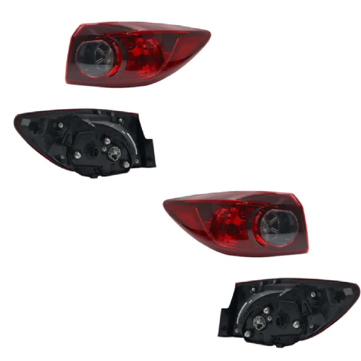 Par Calaveras Exterior Mazda 3 4  Puertas 2014-2018 Sin Arnés Con Soquet Para Halógeno Clara Blanco/Rojo