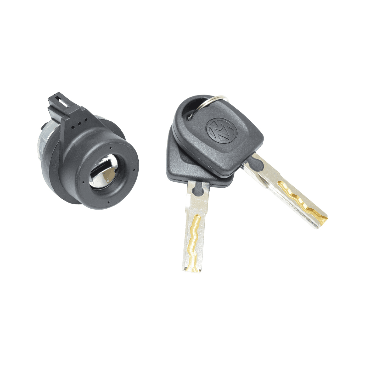 Cilindro De Encendido Volkswagen Jetta Bicentenario 2011-2018 Con Llave Para Chip 2 Pines Metal Negro 12V Manijauto