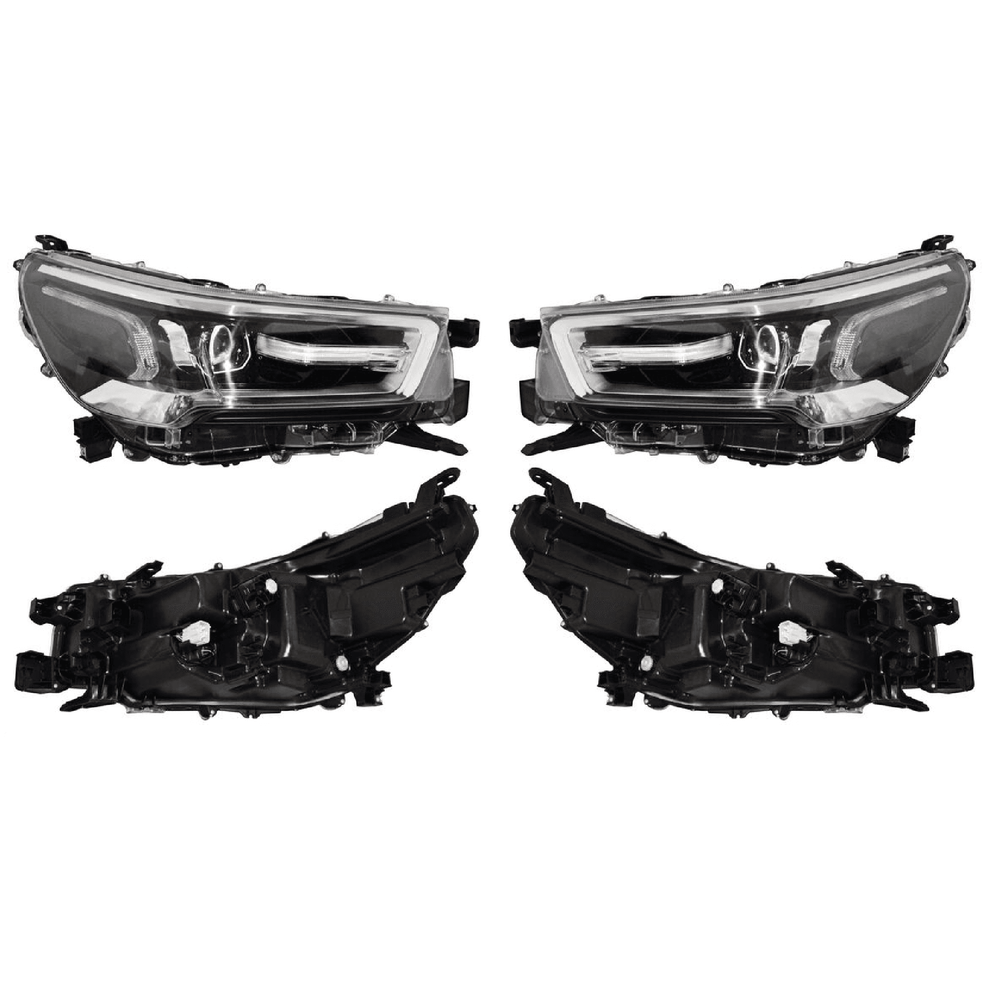 Par Faros Toyota Hilux 2021-2022 Leds Fondo Cromado Con Lupa Con Motor 4Wd Diesel
