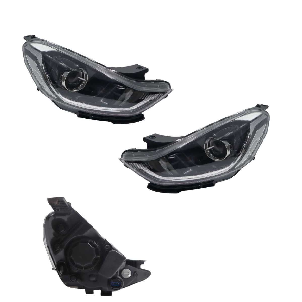 Par Faros Hyundai GRAND I-10 H-BACK NS 2021-2025 Fondo Negro Con Lupa Con Motor