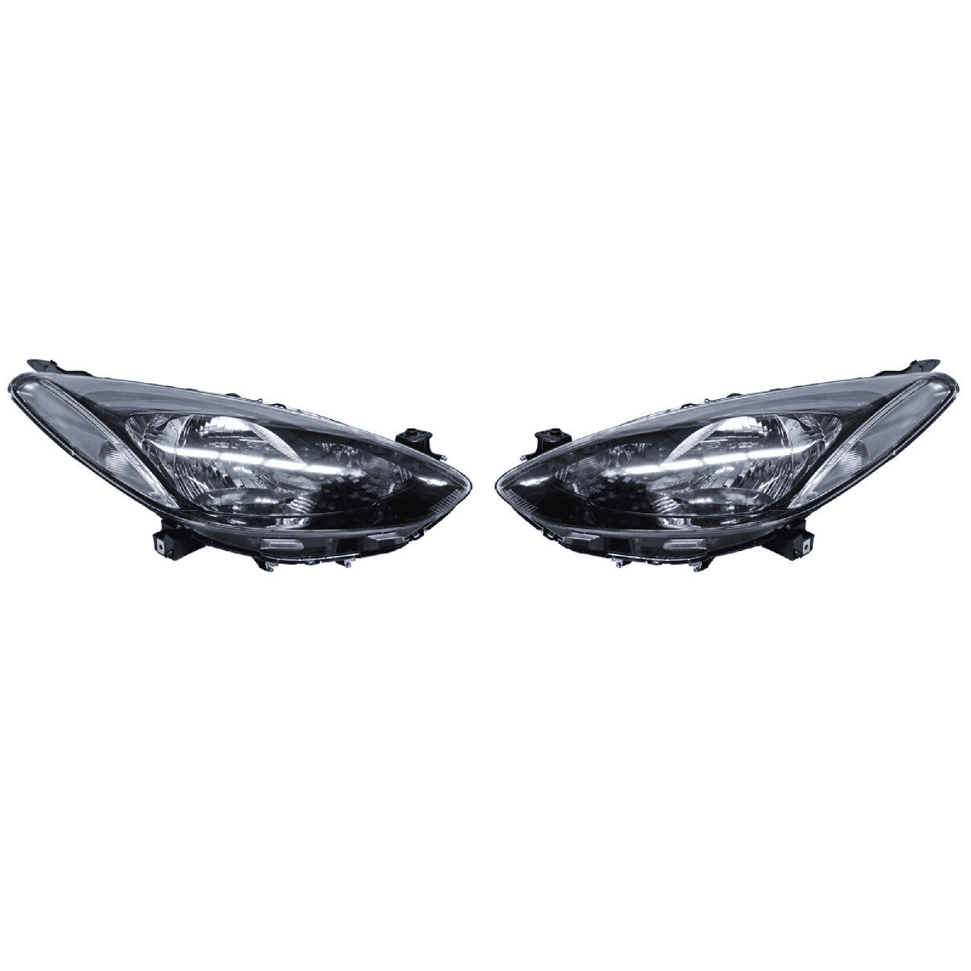 Par Faros Mazda 2 2012-2015/ Usa 2011-2014 Fondo Negro Sin Motor